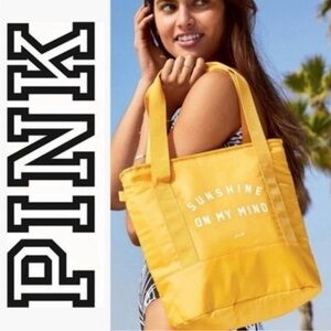 PINK Victoria's Secret Yellow Sunshine on my Mind yellow cooler insulated bag